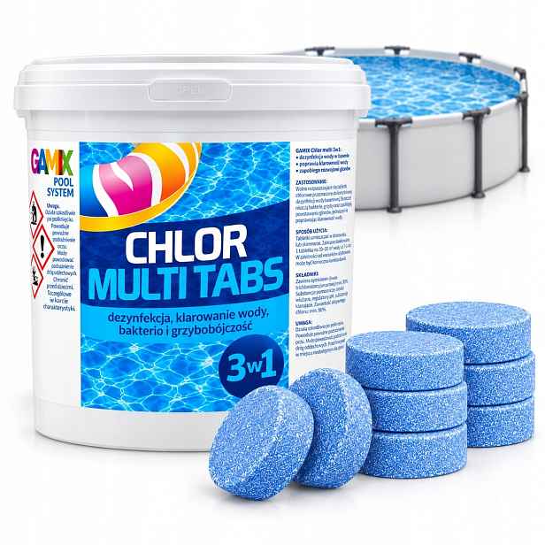 Chlorování Bazénové Vody 3V1 Tablety Multi 3KG 200G 15X200G Do Bazénu