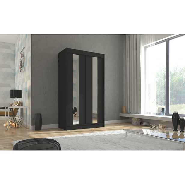 Šatní skříň se zrcadlem 120 cm DAFMIRA - černá