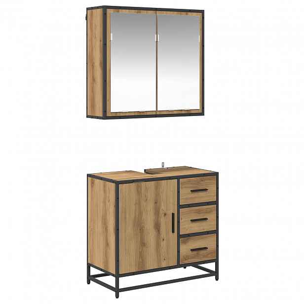 vidaXL Sada koupelnového nábytku 2 ks Artisanový dub 65 x 33 x 60 cm