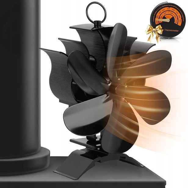 Termoelektrický Krbový Ventilátor Napájený Teplem, Tichý Ventilátor, Černý