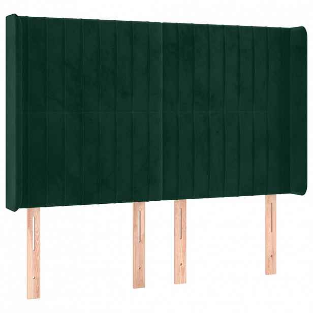vidaXL Čelo postele typu ušák tmavě zelená 147x16x118/128 cm samet