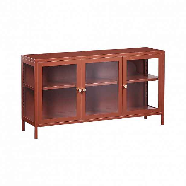 Beliani SIDEBOARD se skleněnými dveřmi Kov 115 cm Zlatohnědý Newport