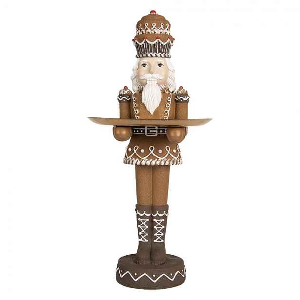 Louskáček v perníkovém obleku držící podnos - 11*13*40 cm Clayre & Eef