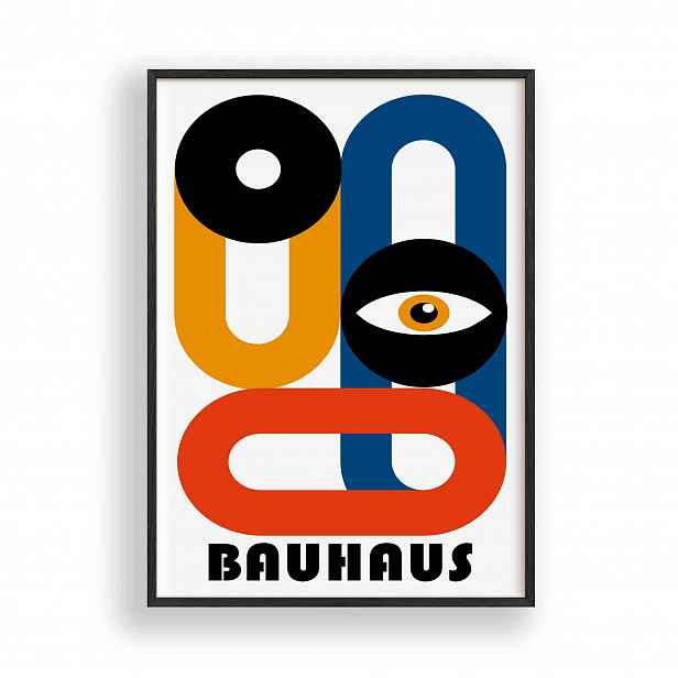 Obraz Bauhaus Abstraktní kompozice Plakát Rámeček Dřevěný Černý 30x42 cm