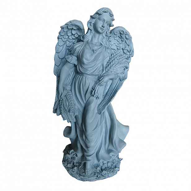 Relaxdays ANDĚL šedý hřbitovní z polyresinu mrazuvzdorný 46,5 cm