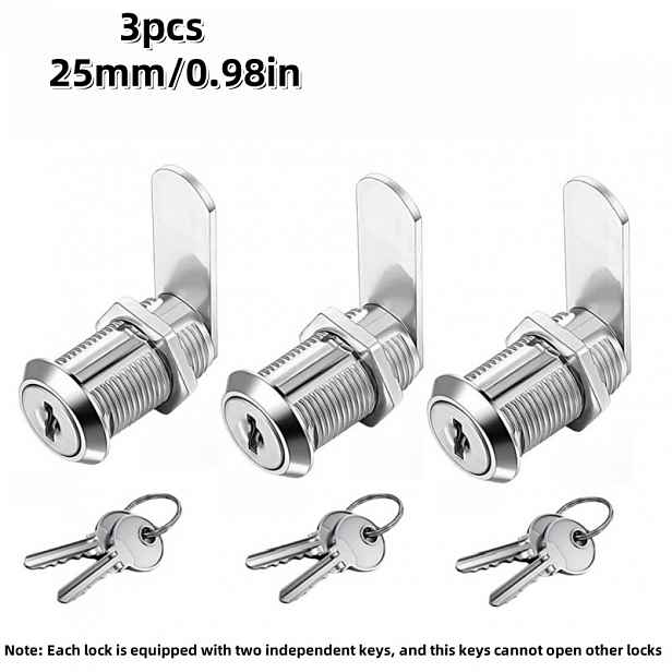 TEMU 3ks Zinková slitina Cam Lock, klíče se neotvírají navzájem, vhodné pro zámky zásuvek, zámky boxů na nářadí, zámky úložných skříněk, zámky