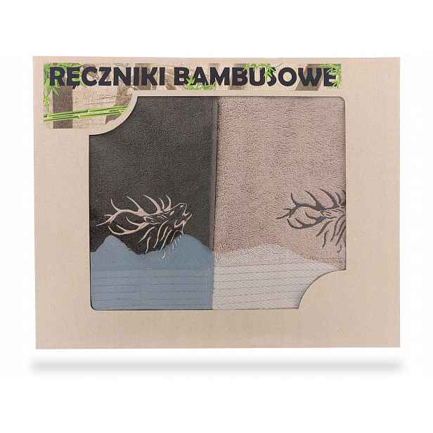 Sada bambusových ručníků pro myslivce s loveckou výšivkou jako dárek