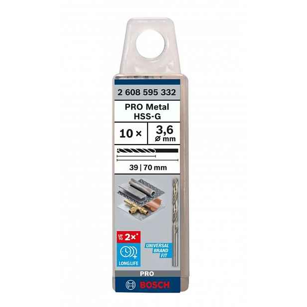 Bosch - Sada vrtáků do kovu, 3,6x70 mm, 10 ks 2608595332