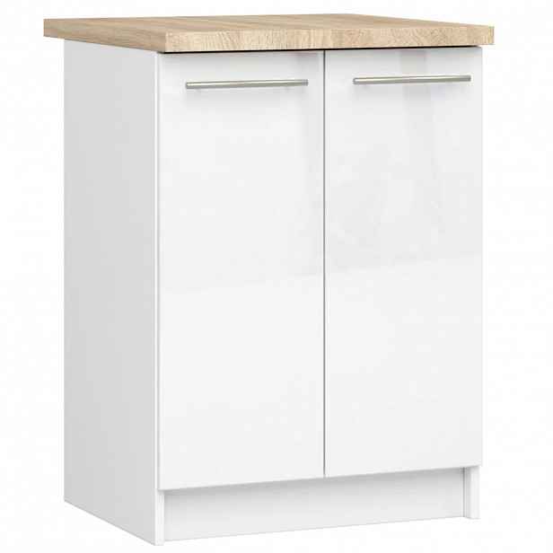 Dolní kuchyňská skříňka 60 cm VERMINA - bílá / bílá lesklá