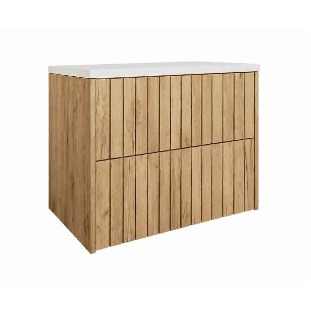 Elvisia Skříňka pod umyvadlo s deskou RYFI Dub zlatý | 60 cm