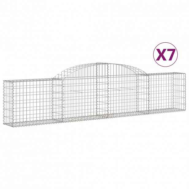 vidaXL Klenuté gabionové koše 7 ks 300x30x60/80 cm pozinkované železo