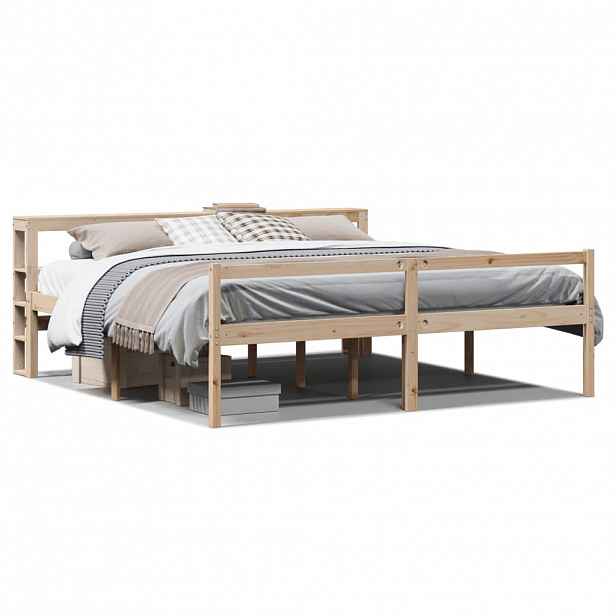 vidaXL Postel s čelem pro seniory 200 x 200 cm masivní borovice
