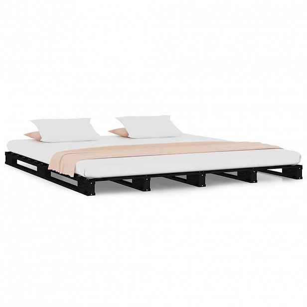 vidaXL Postel z palet černá 120 x 190 cm masivní borovice Small Double