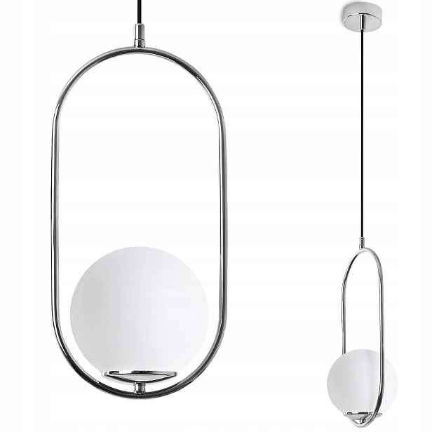 Závěsná Stropní Lampa Lustr Luna Chrom Stříbrná Kula Ring Jednoduchá E14