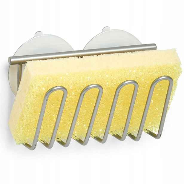 Zeller Present Držák na houbičku do dřezu, kovový s 2 přísavkami, 12x6cm SPONGE