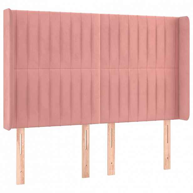 vidaXL Čelo postele typu ušák růžové 147x16x118/128 cm samet