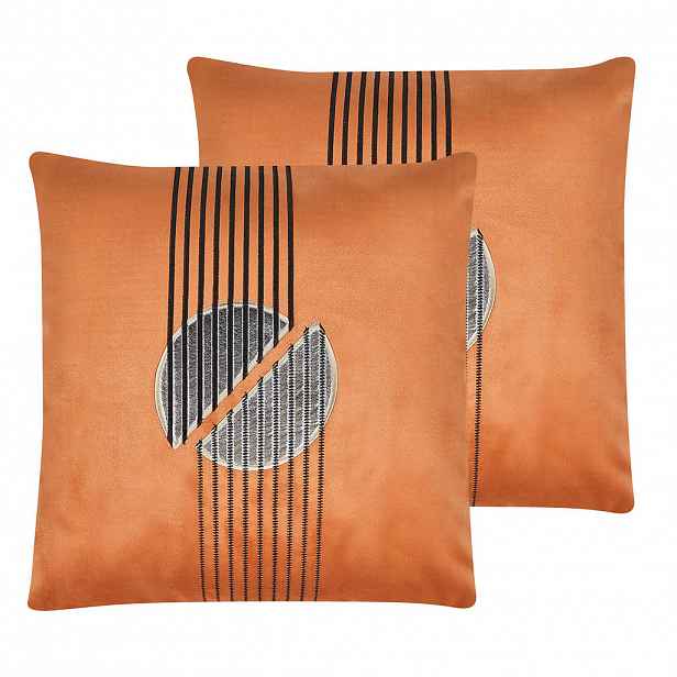 Beliani DEKORATIVNÍ POLŠTÁŘ sada 2 ks Oranžový 45/45 cm Ceropegia