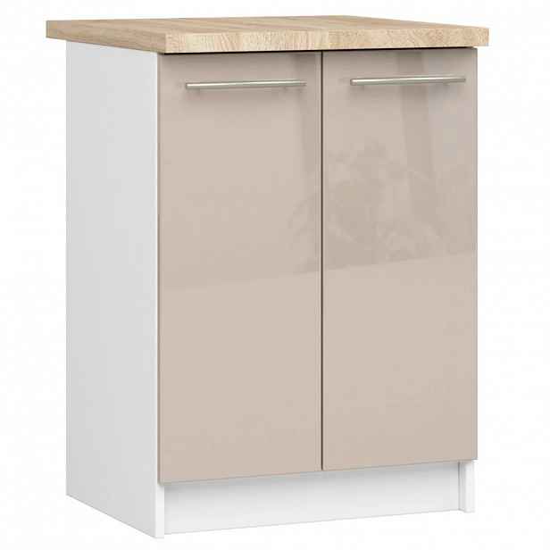 Dolní kuchyňská skříňka 60 cm VERMINA - bílá / cappuccino lesklá