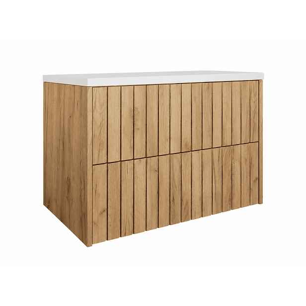 Elvisia Skříňka pod umyvadlo s deskou RYFI Dub zlatý | 80 cm