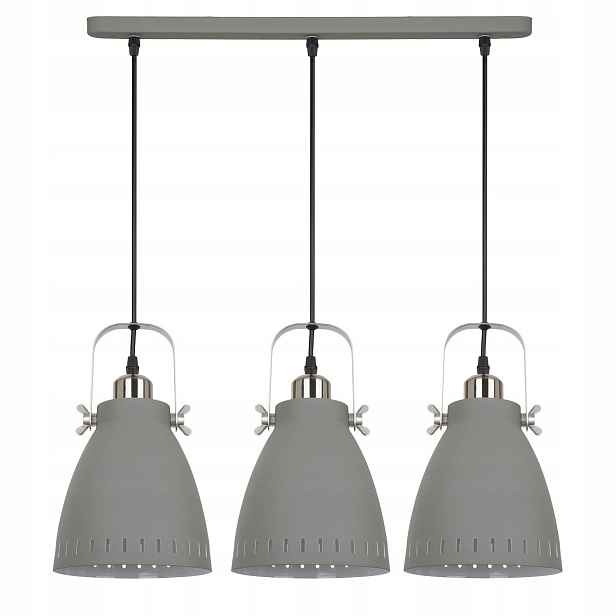 Franklin Závěsná lampa Loftová šedá podlouhlá 3xE27 60W IP20