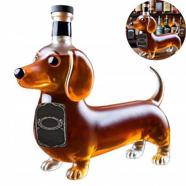 Lahve na whisky, láhve na alkohol ve tvaru jezevčíka, 300 ml