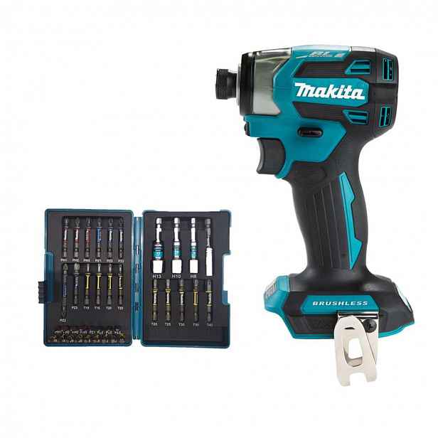 Makita - 18V AKU rázový šroubovák s příslušenstvím, bez baterie a nabíječky DTD173ZJX2