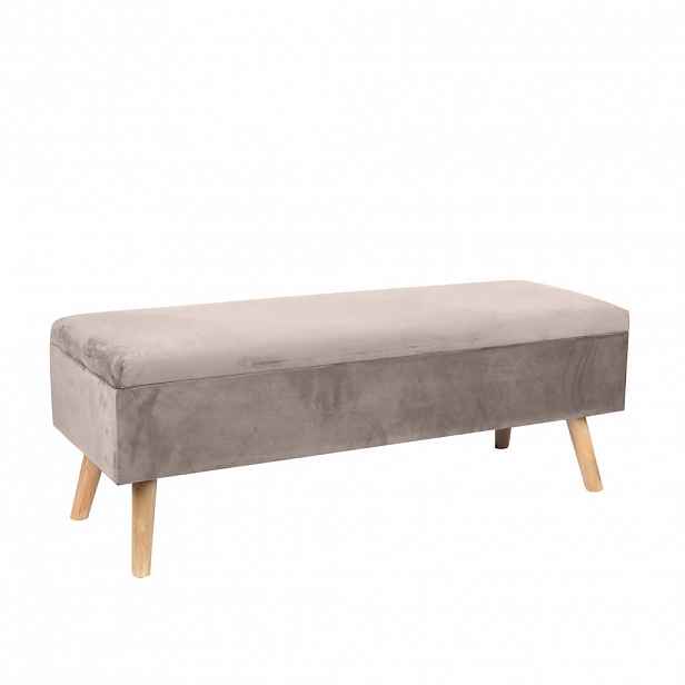 Relaxdays LAVICE Krémová sametová s úložným prostorem 110 cm
