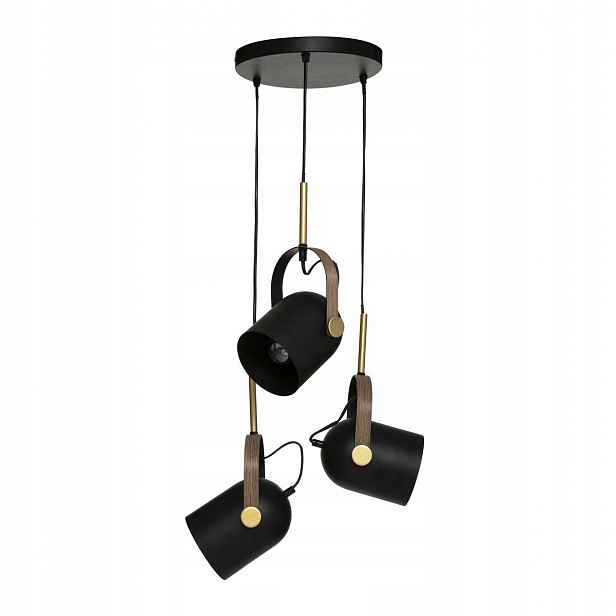 Závěsná lampa, 3 světla, černá, 12 cm