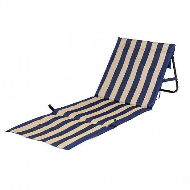 Svilanit plážová lehací podložka s opěrkou Stripes, modrá/písková