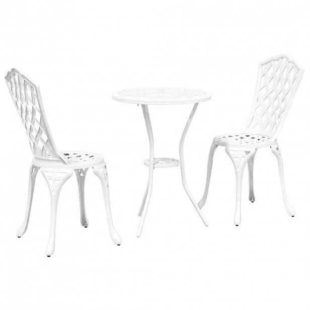 vidaXL Zahradní bistro set 3 ks Bílá Hliník