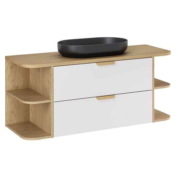 Comad Závěsná koupelnová skříňka Aster River s umyvadlem 120 cm dub cremona/bílá