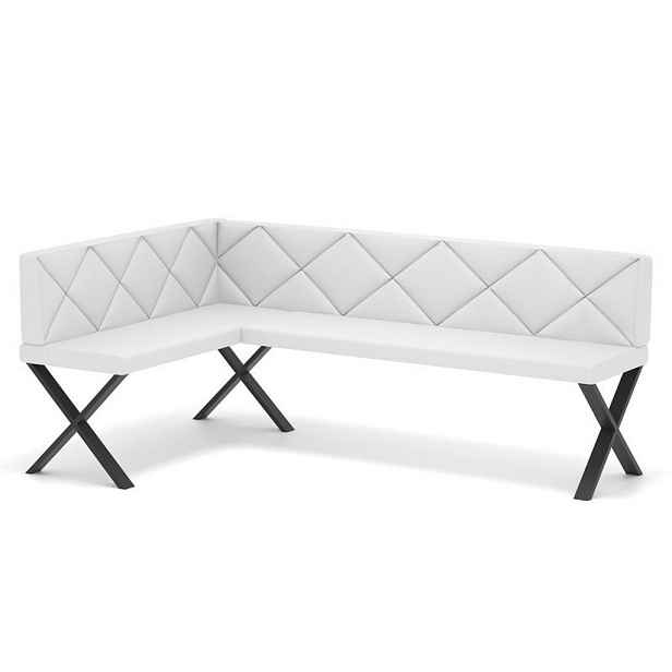 Idohome ROHOVÁ LAVICE VERO X levá ekokůže prošívaná, 128/168 cm, bílá