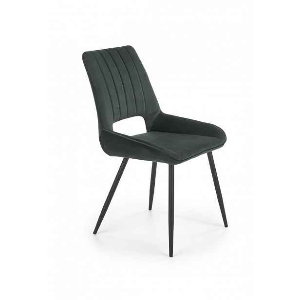 Jídelní židle samet / černá Halmar Tmavě zelená
