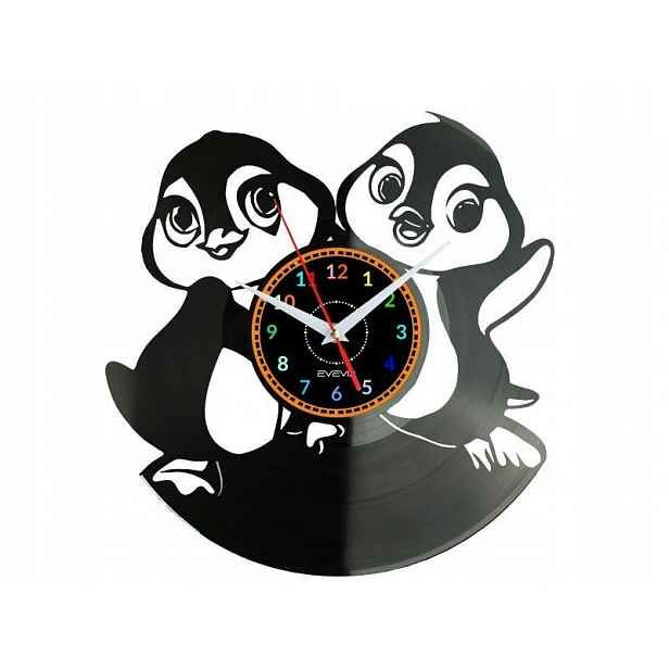 Tučňák Dárek Originální dekorace do domu Hodiny z vinylové desky