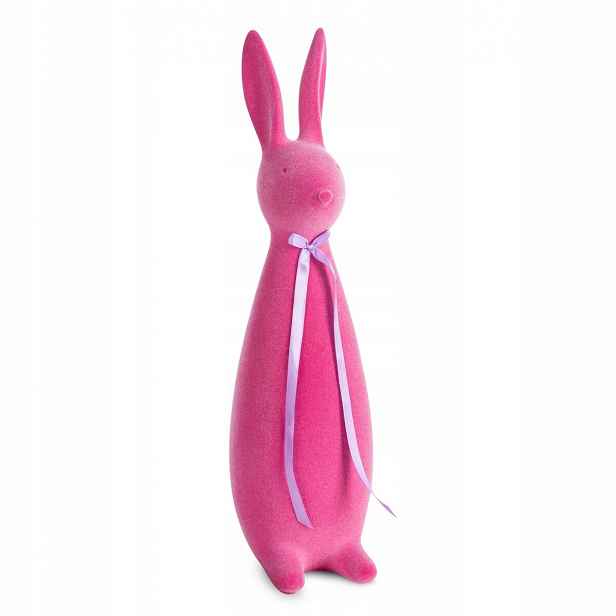 Velikonoční figurka zajíčka 13X16X47 cm potažená mešíkem amarantem