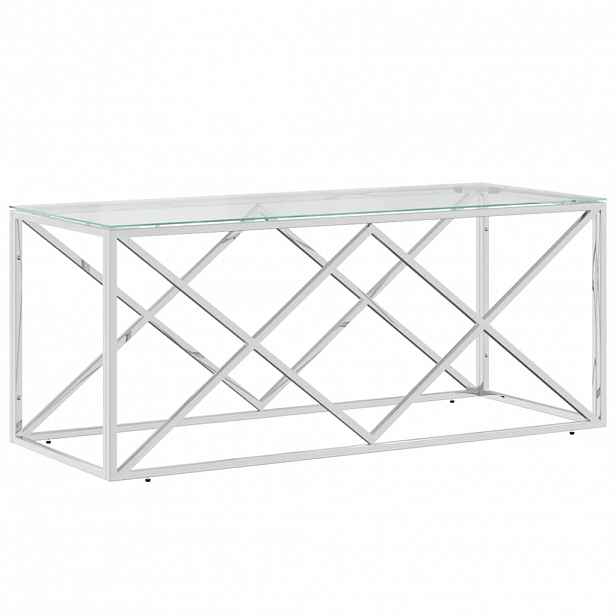 vidaXL Konferenční stolek 110 x 45 x 45 cm nerezová ocel a sklo