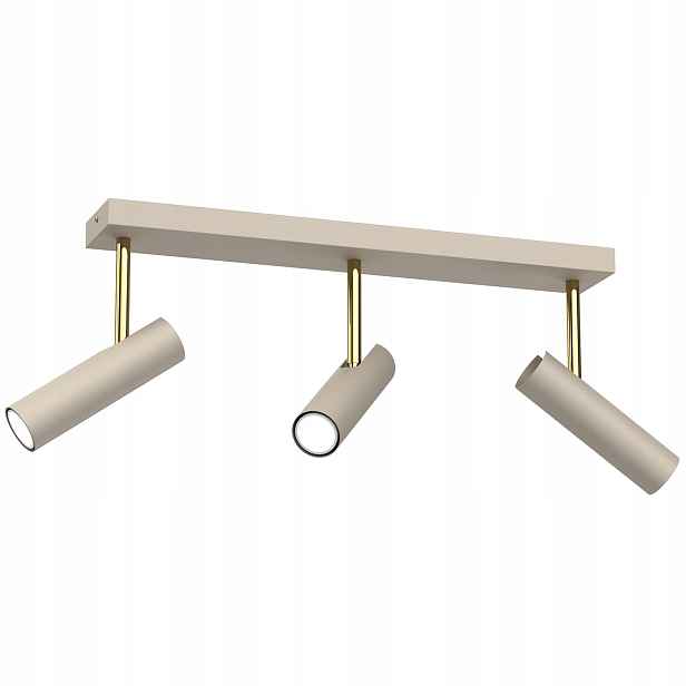 Stropní svítidlo béžová zlatá 3 reflektory trubka podlouhlá 60 cm Luminex