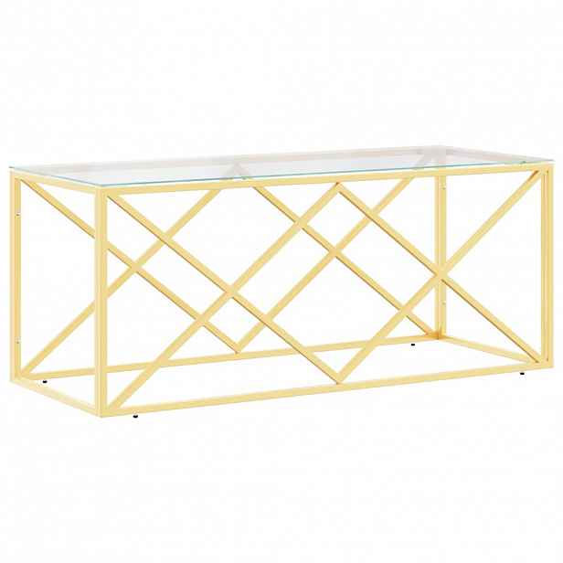 vidaXL Konferenční stolek 110 x 45 x 45 cm nerezová ocel a sklo