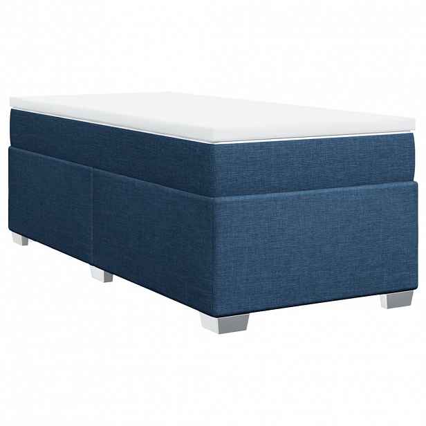 vidaXL Box spring postel s matrací modrá 90x190 cm textil