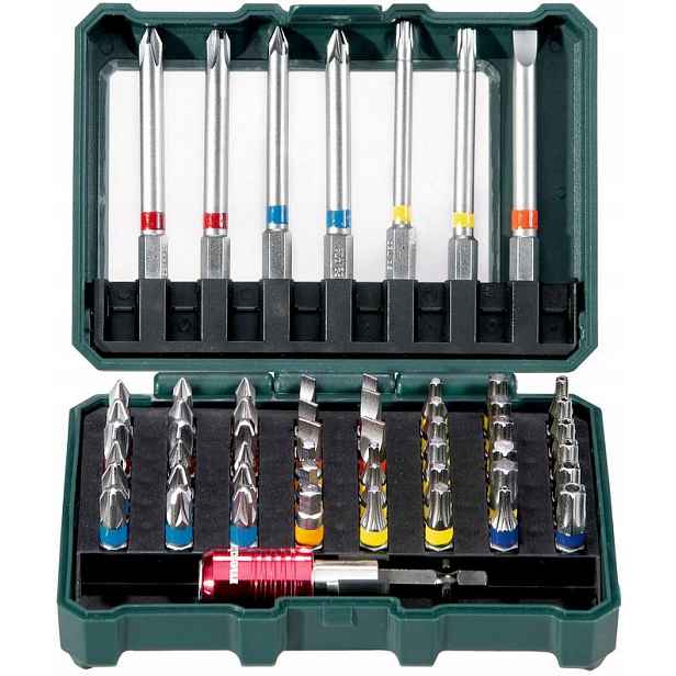 Metabo Sada 56 Bitů S2 Magnetický Držák 25/75 MM V Kufru