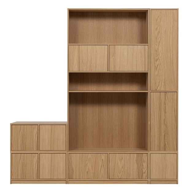 Modulární knihovna v dekoru dubu v přírodní barvě 227x243 cm Modulair – vtwonen