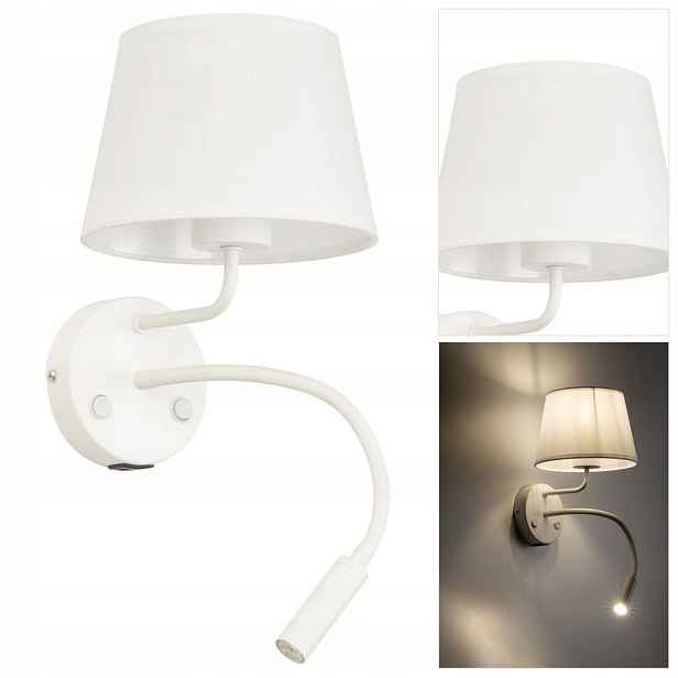 Nástěnné svítidlo bílé Maja pro čtení, pohyblivé, nad postelí v ložnici Tk Lighting