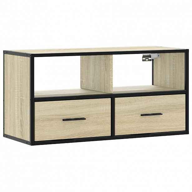 vidaXL TV skříňka dub sonoma 80 x 31 x 39,5 cm kompozitní dřevo a kov