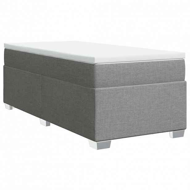 vidaXL Box spring postel s matrací světle šedá 90x200 cm textil