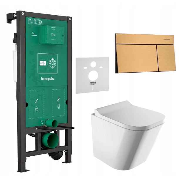 7v1 Sada Wc Stelaz Hansgrohe iFrame Wc Mísa Rim Omnires Tlačítko