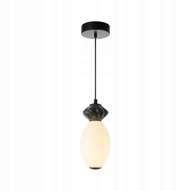 Italux Balos Závěsná Led lampa 7W černá art deco sklo keramika