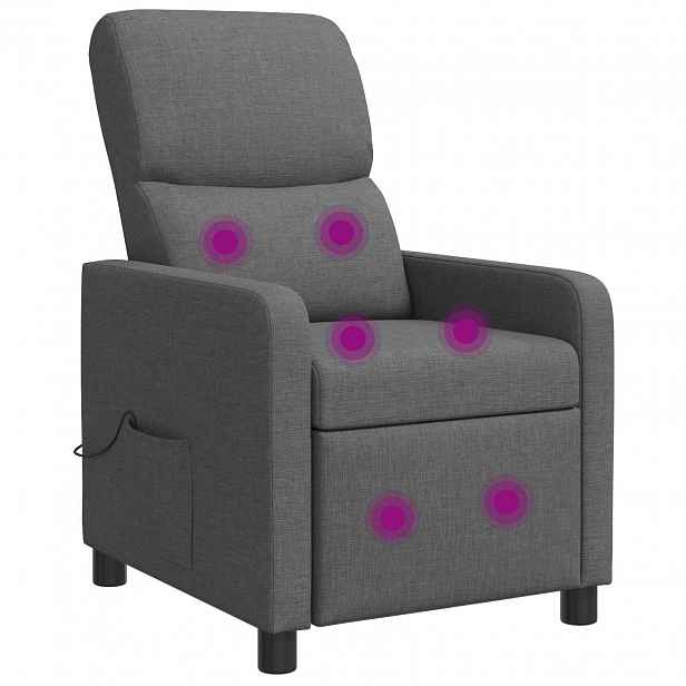 vidaXL Masážní polohovací křeslo Tmavě šedá Polyester