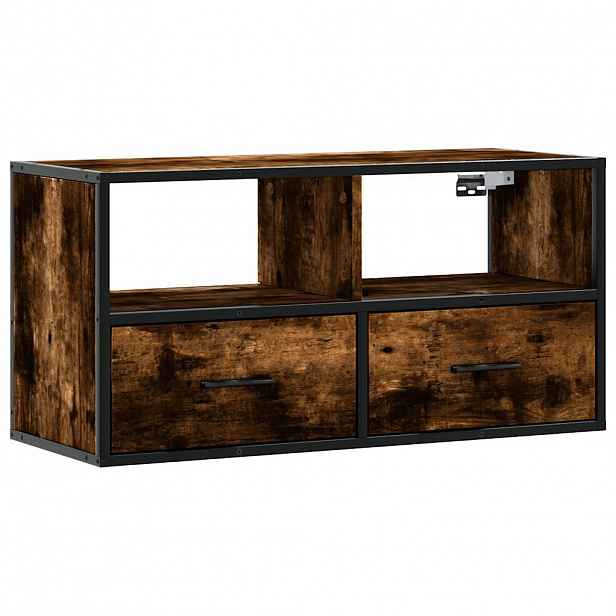 vidaXL TV skříňka kouřový dub 80 x 31 x 39,5 cm kompozitní dřevo a kov