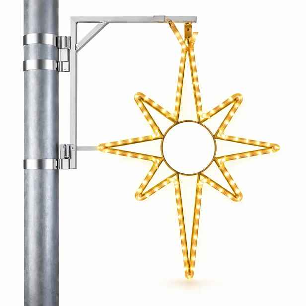 Easy Fix 2D LED světelná hvězda, 35 × 50 cm, teple bílá, sada na veřejné osvětlení, hliník