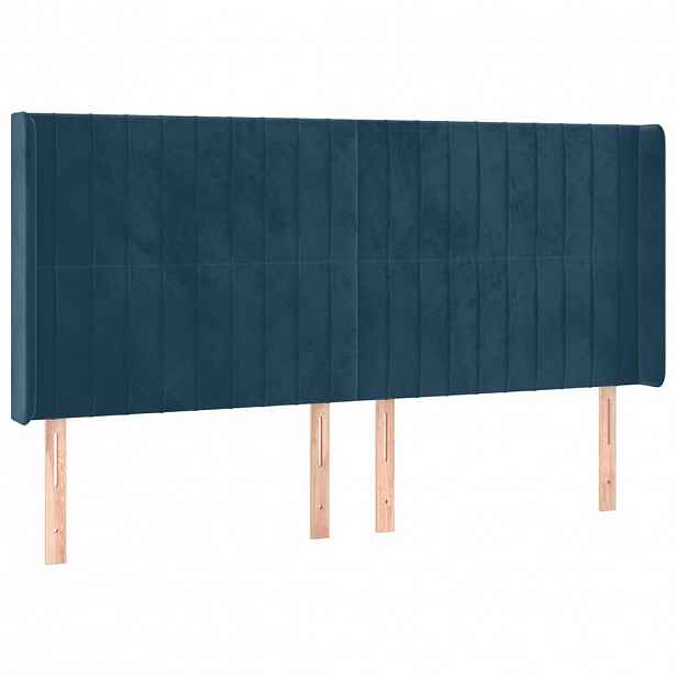 vidaXL Čelo postele typu ušák tmavě modrá 163x16x118/128 cm samet